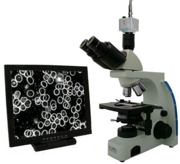 Dunkelfeld-Mikroskop mit  Monitor